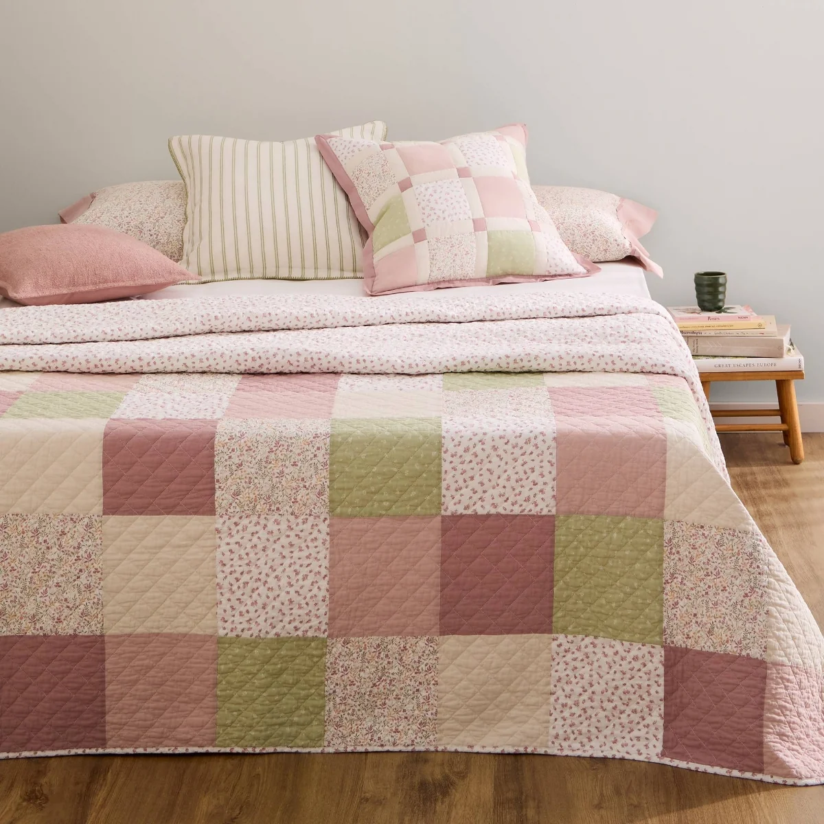 Colcha patchwork algodón reversible Lalapatcol